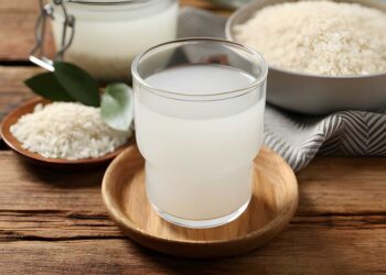 Glass of rice water