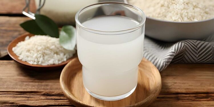 Glass of rice water