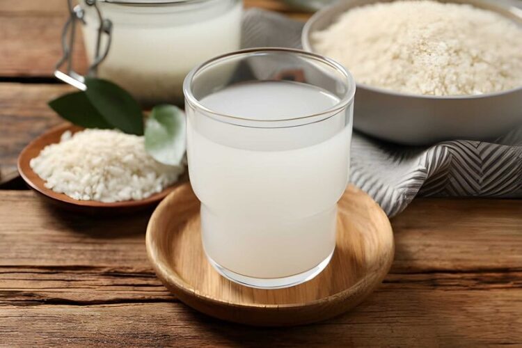 Glass of rice water