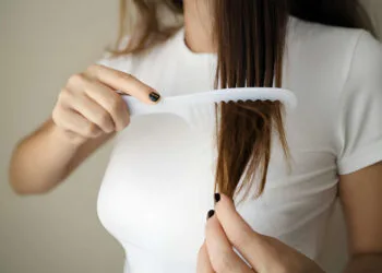 Woman brushing her hair