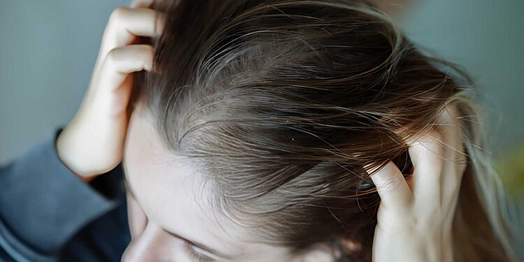 woman worried of scalp dandruff